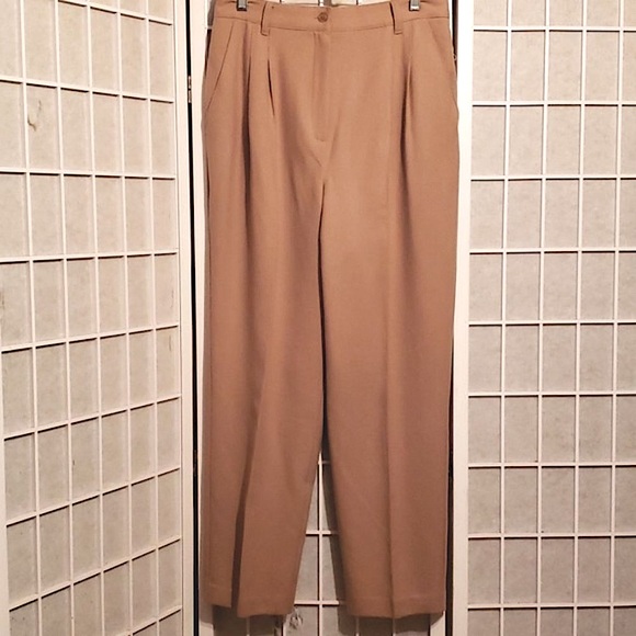 POTOMAC COLLECTION TAN 100% WOOL PLEATED PANTS SZ 12 - Picture 1 of 8